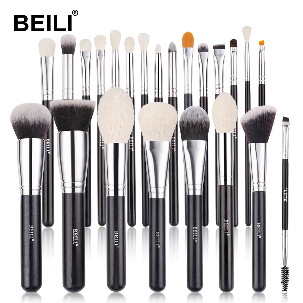 BEILI Black Makeup brushes set Professional Natural goat hair brushes Foundation Powder Contour Eyeshadow make up brushes - adamshealthstore