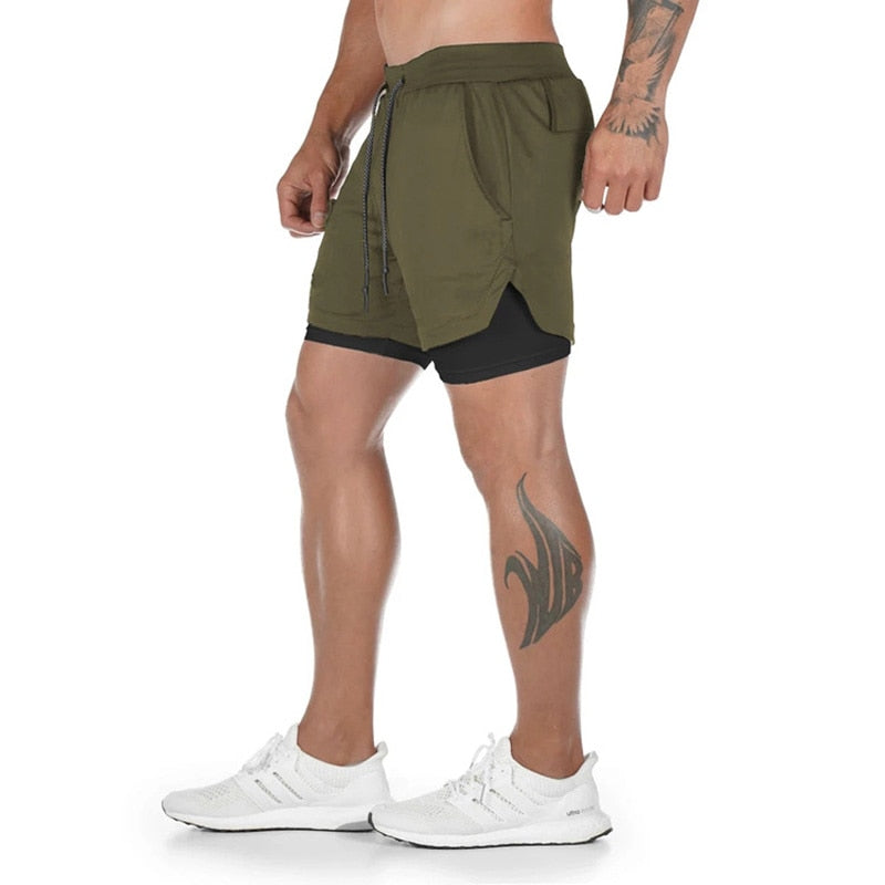 Man Jogging Sportswear Mens 2 In 1 Beach Sport Shorts Quick Drying Running Shorts Workout Gym Exercise Shorts Fitness Sweatpants - adamshealthstore