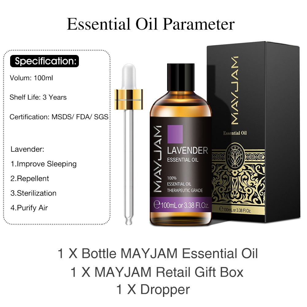 100ml Lavender Essential Oil Pure Natural Essential Oils for Help with Sleeping, Relaxing, Diffuser, Aroma Oils Rose, Bergamot, Ylang Ylang, and More. - adamshealthstore
