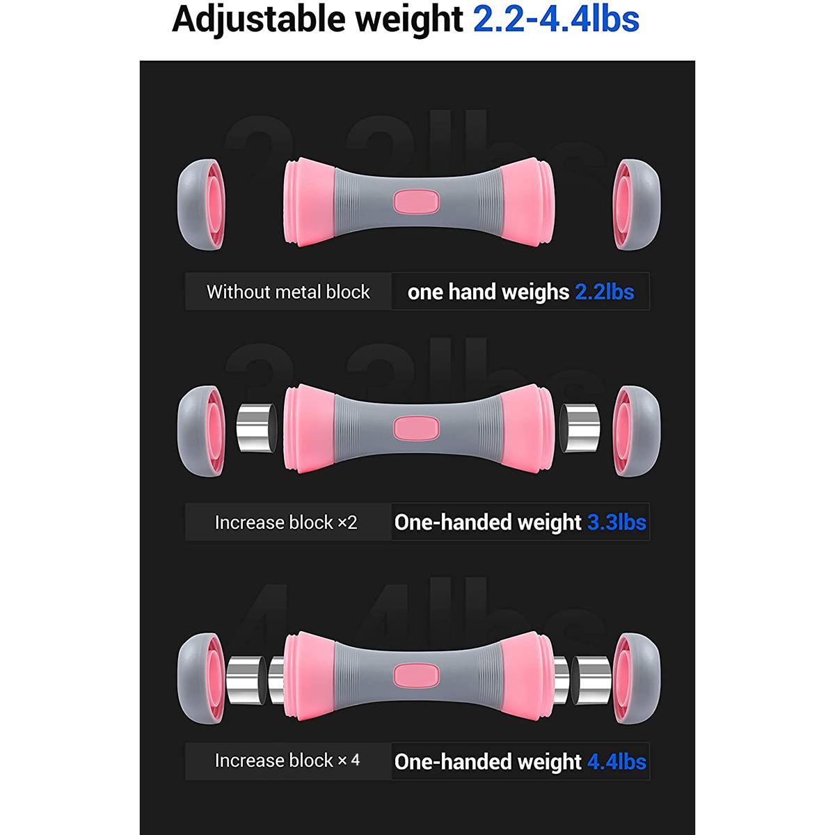 4KG 4.4lbs Women Dumbbell Barbell Adjustable Weight Dumbbells Home Gym Workout Exercise Training Fitness Device AU/US Dropship - adamshealthstore