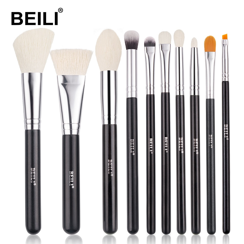 BEILI Black Makeup brushes set Professional Natural goat hair brushes Foundation Powder Contour Eyeshadow make up brushes - adamshealthstore