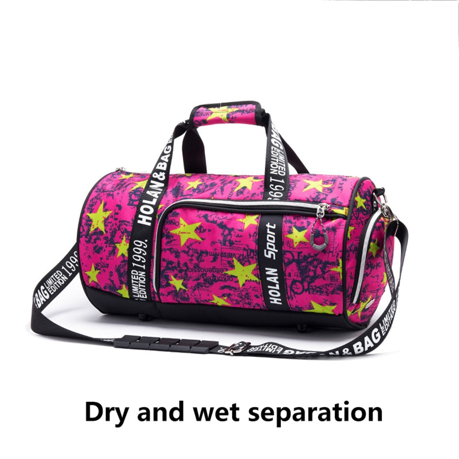 ROEGADYN Outdoor Sports Bags Women Fitness Waterproof Sports Bag Dry Wet Separated Yoga Gym Bag Shoes Compartment Travel Handbag - adamshealthstore