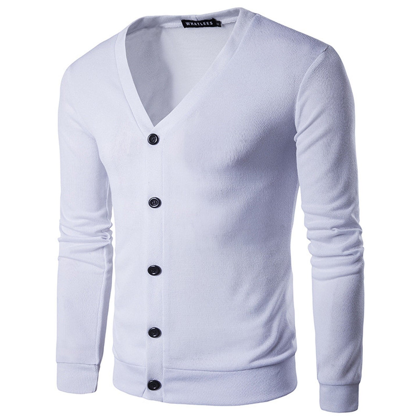 Men's Youth Fashion Solid Color V-Neck Long Sleeve Slim Fit Sweater