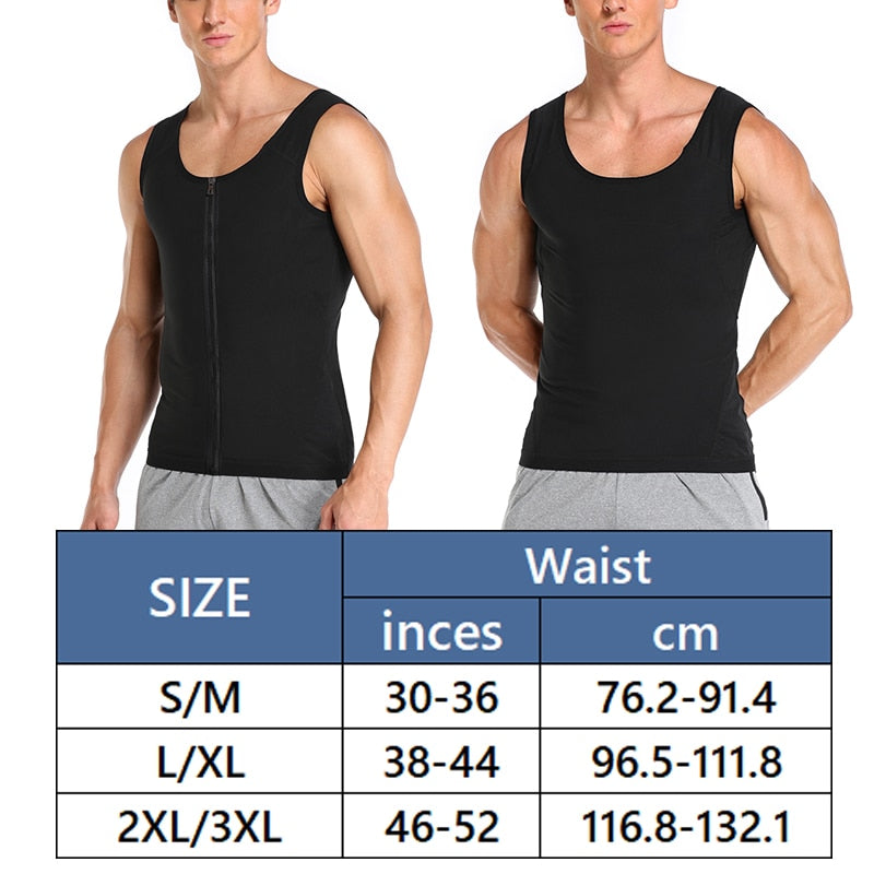 Men's Shapewear Vest Waist Trainer for Weight Loss: Polymer Sauna Suit for Fitness Heat Trapping Zipper Sweat Enhancing Workout Tank - adamshealthstore