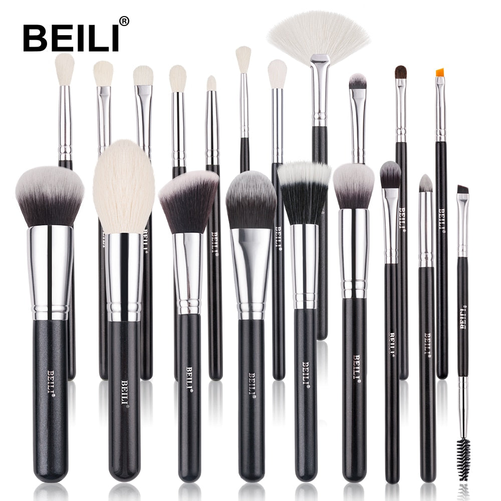 BEILI Black Makeup brushes set Professional Natural goat hair brushes Foundation Powder Contour Eyeshadow make up brushes - adamshealthstore