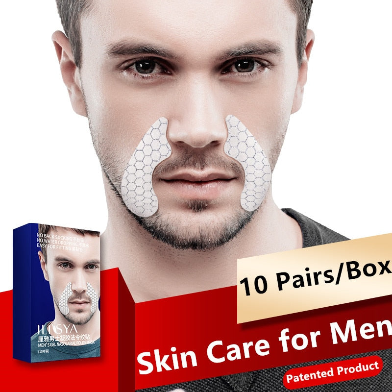 50 Pairs/5 Boxes Nasolabial Fold Patch For Men Line Removal Collagen Gel Anti-Wrinkle Stickers Mask - adamshealthstore