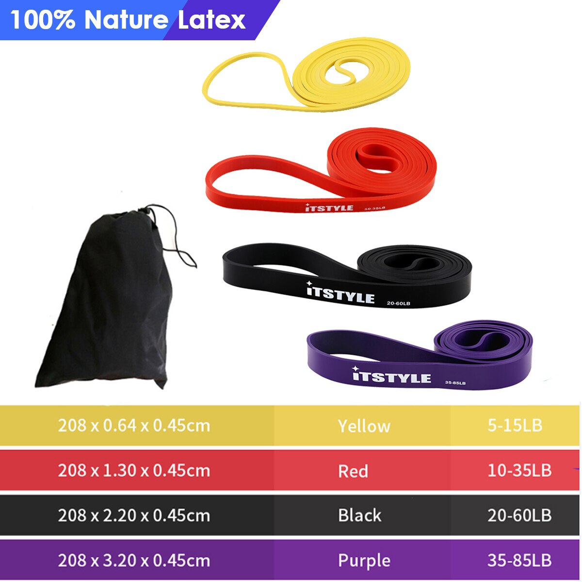 41&quot; Resistance Bands 208cm Fitness Rubber Pull Up Crossfit Power Expander Hanging Yoga Loop Band