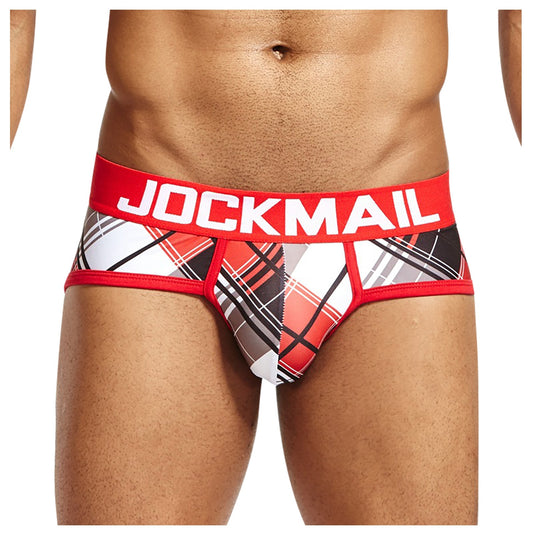 JOCKMAIL Brand Sexy underwear men briefs Plaid print Fast drying