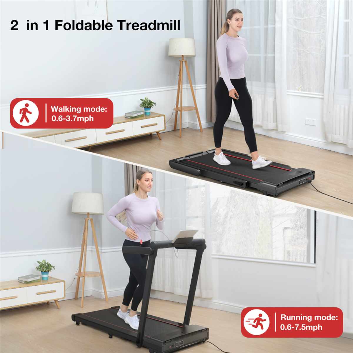 Geemax C2 MultifunctionalFolding Treadmill Fitness Indoor Exercise Equipment Gym Folding House Fitness Treadmills - adamshealthstore