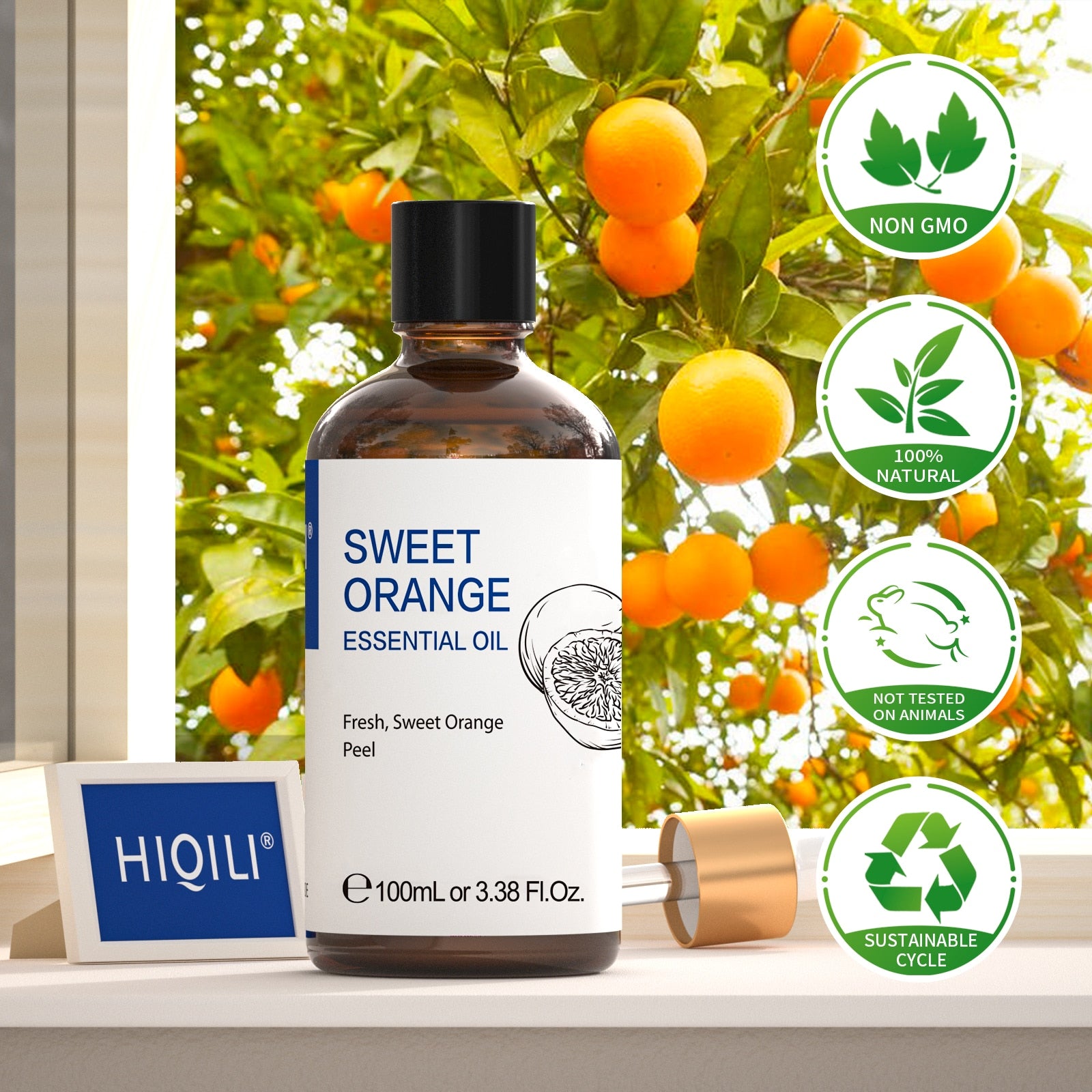 HIQILI 100ML Sweet Orange Essential Oils,100% Pure Nature for Aromatherapy | Used for Diffuser，Humidifier，Massage | Fresh air - adamshealthstore