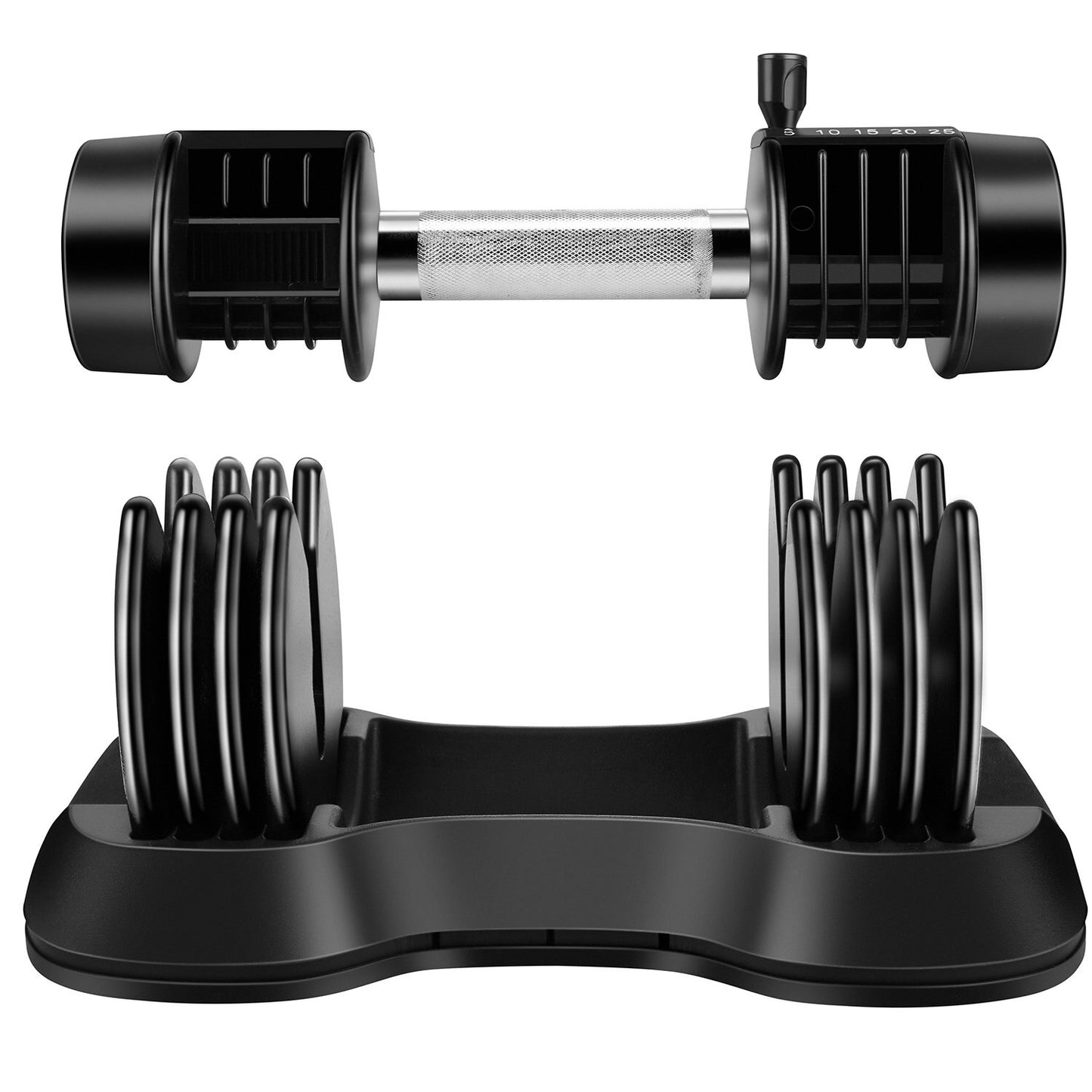 US Stock Adjustable Dumbbell 25 lbs with Fast Automatic Adjustable and Weight Plate for Workout Home Gym