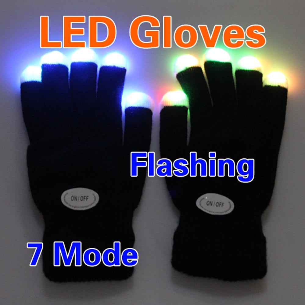 LED Glow Glove Rave Light Flashing Gloves Glow Light Up Finger Tip Lighting Party Accessory For Children Novelty Party Toys