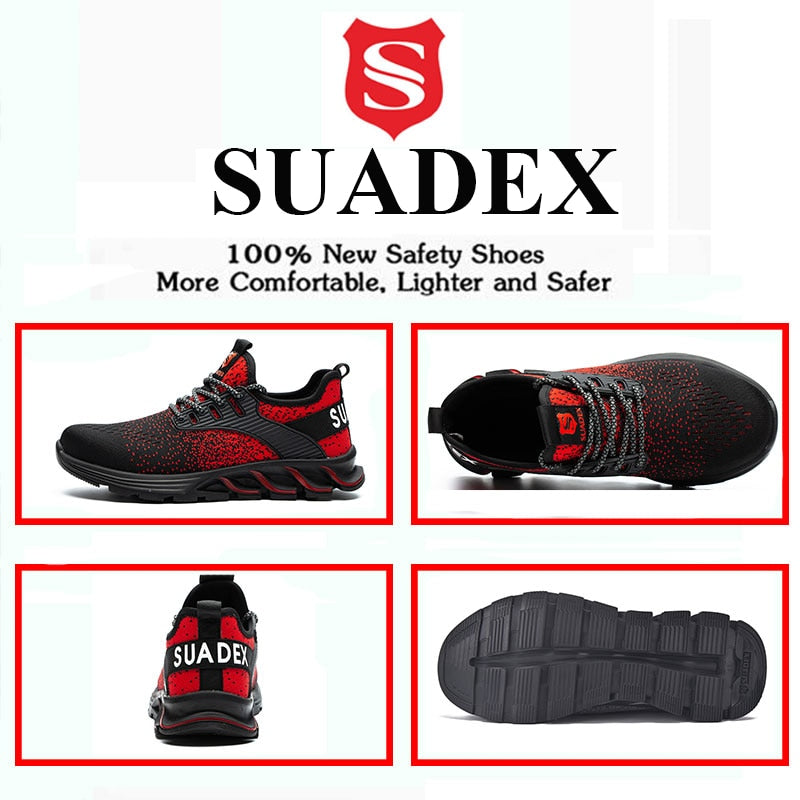 SUADEX Safety Shoes Men Women Steel Toe Boots Indestructible Work Shoes Lightweight Breathable Composite Toe Men EUR Size 37-48 - adamshealthstore