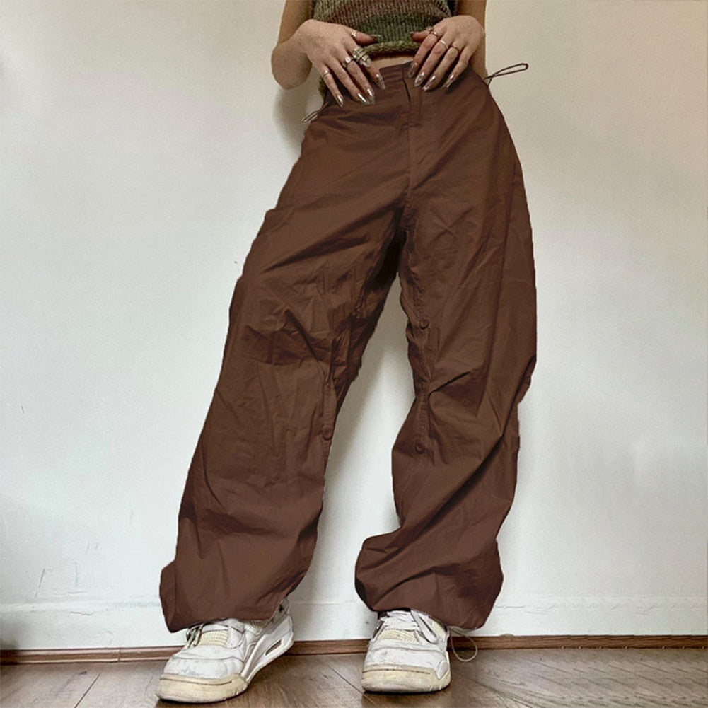 Korean Oversize Pants Low Waist Harajuku Baggy Jeans for Women Loose Y2K Style Drawstring Pockets Female Clothing Streetwear - adamshealthstore