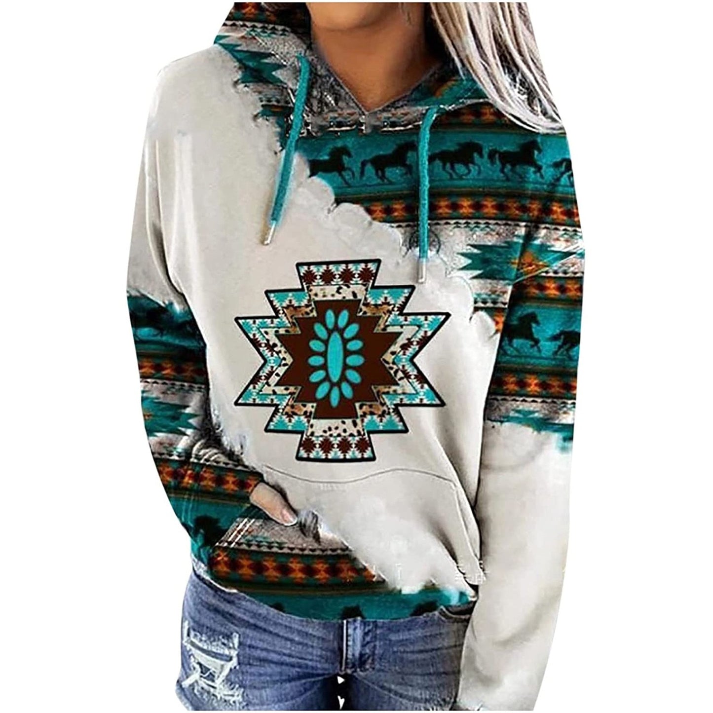 2023 New S-5xl Sweatshirt Loose Women Hoodies Breathable All Match Sweatshirt Ethnic Style Print Women Sweatshirt For Daily Wear - adamshealthstore