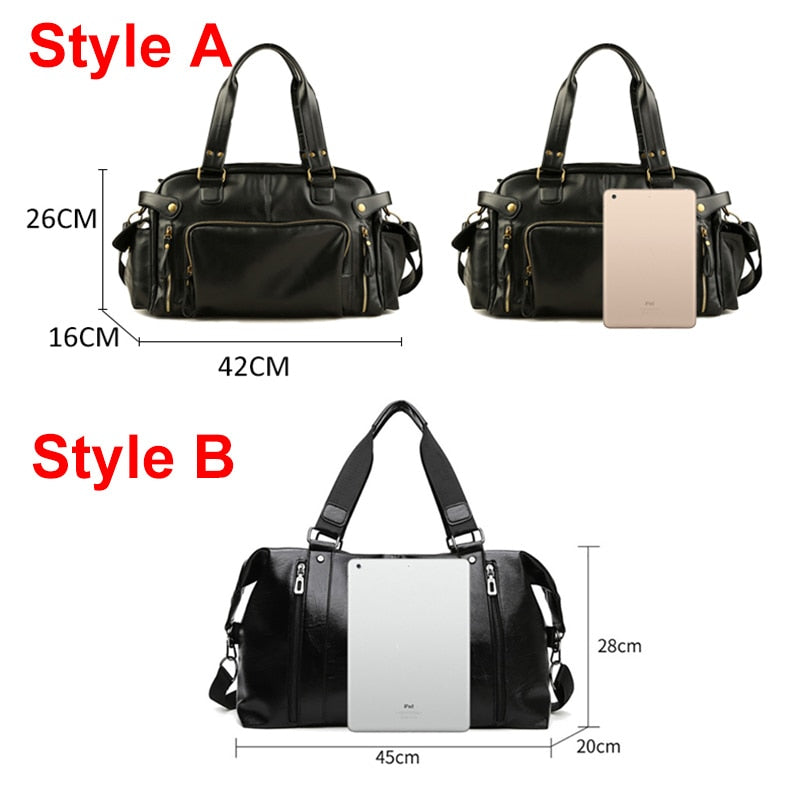 Sports Gym Bags for Men & Women: Travel, PU Leather Handbags Crossbody Hand Bag Luggage - adamshealthstore