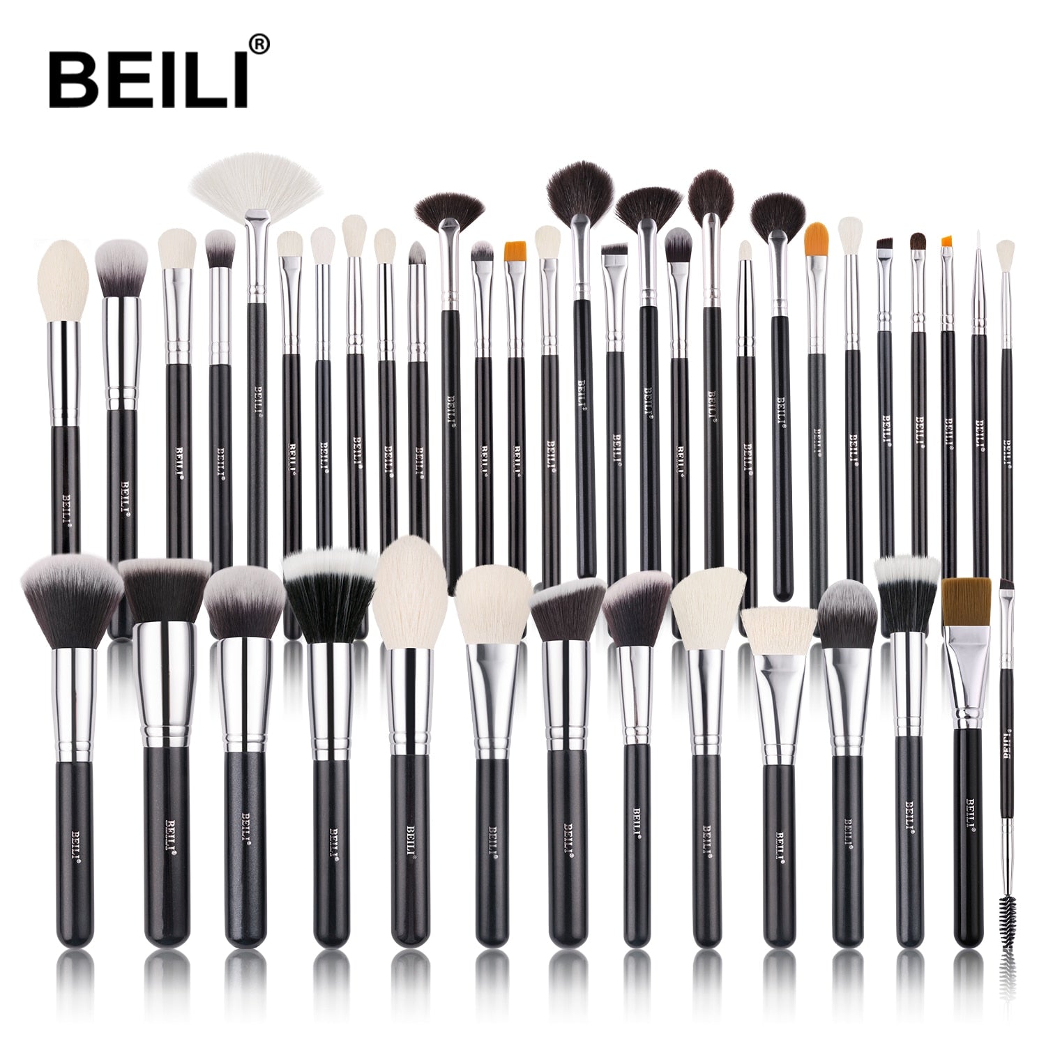 BEILI Black Makeup brushes set Professional Natural goat hair brushes Foundation Powder Contour Eyeshadow make up brushes - adamshealthstore