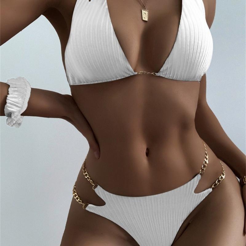 2023 New Chain Split Swimsuit Women Sexy Mirco Bikini Sets