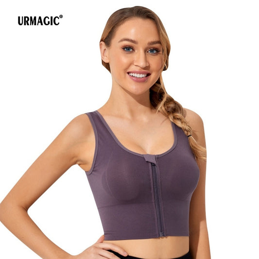 Women Sports Underwear Front Zipper Running Fitness Gym Sportswear Tube Top Yoga Bra Female Lingerie - adamshealthstore