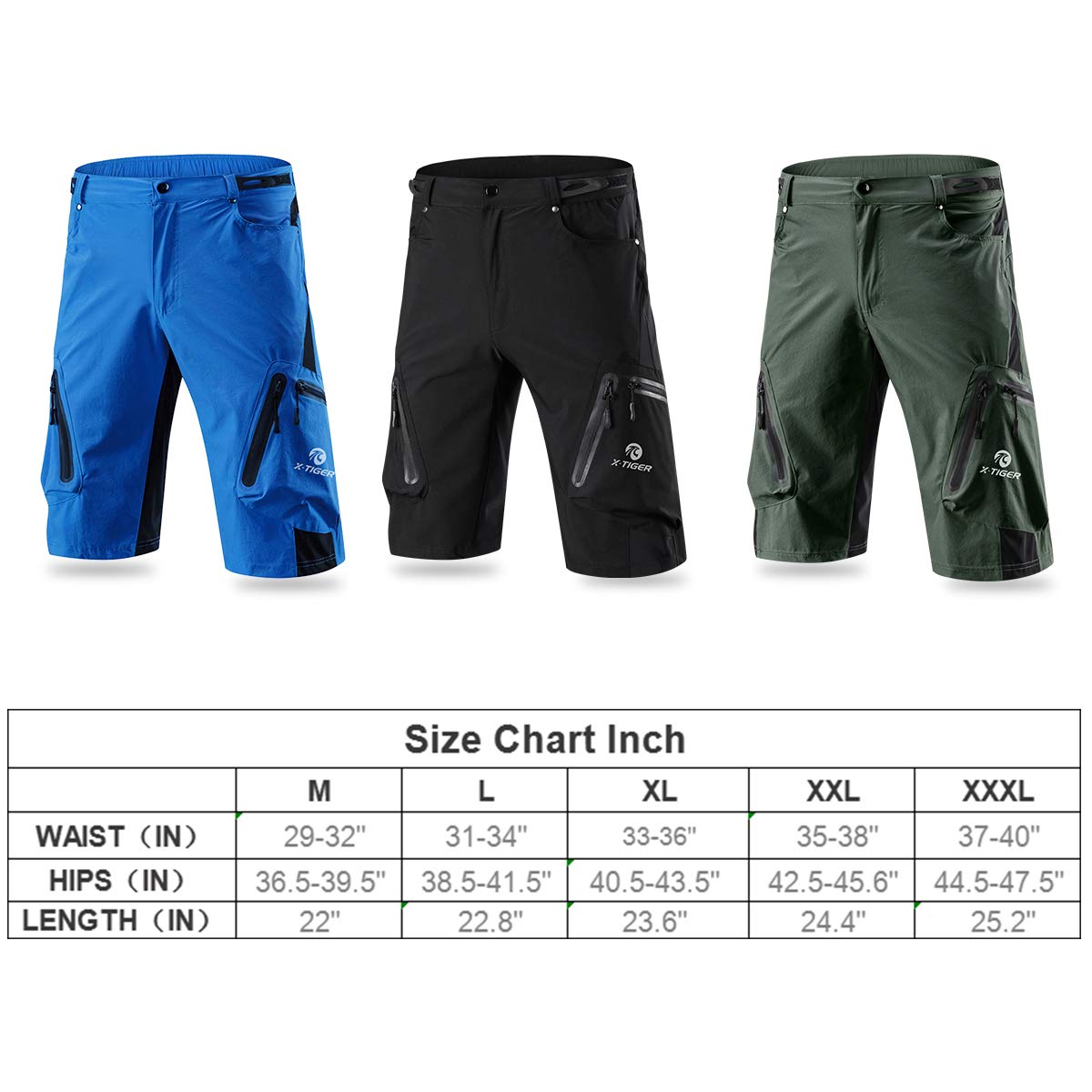 X-Tiger Summer Mens Cycling Shorts Mountain Bike Downhill Shorts Loose Outdoor Sports Riding Road MTB Bicycle Short Trousers - adamshealthstore