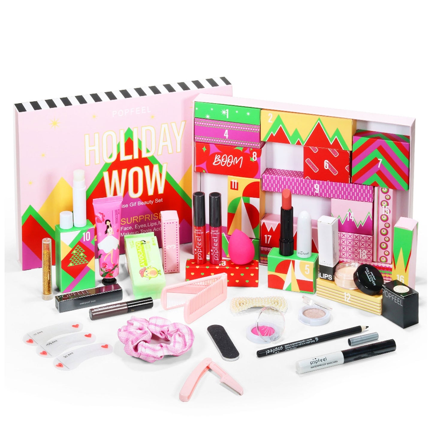 Christmas Advent Calendar 2022 Makeup Tools Countdown Calendar Gift Boxes Holiday Lipstick Eye Shadow Concealers Cosmetics Gift - adamshealthstore