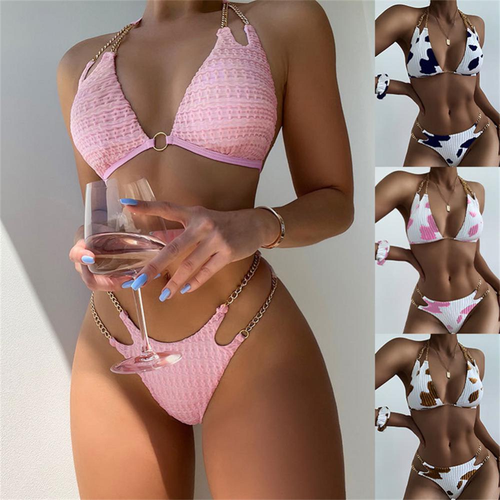 2023 New Chain Split Swimsuit Women Sexy Mirco Bikini Sets