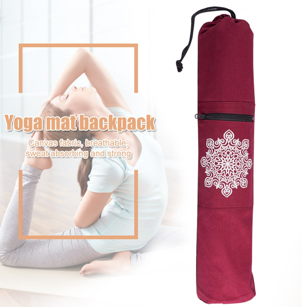 Printed Yoga Bag Yoga Mat Knapsack Men Women Sports Mat Bag Pilates Mat Backpack Fitness Dance Gym Mat Cover Sports Backpack - adamshealthstore