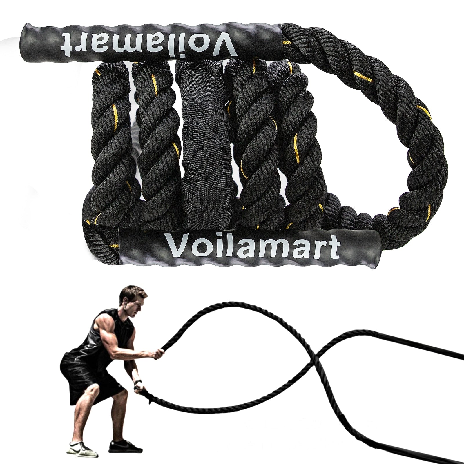 3LB-5LB/10FT Heavy Jump Rope Crossfit Weighted Battle Skipping Ropes Power Improve Strenght Training Fitness Home Gym - adamshealthstore