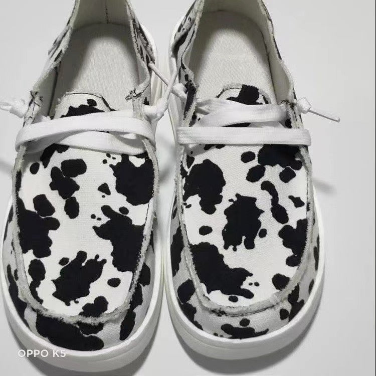 2022 Cow Print Canvas Shoes Unisex Casual Vulcanized Shoes Fashion Streetwear Skateboard Shoes