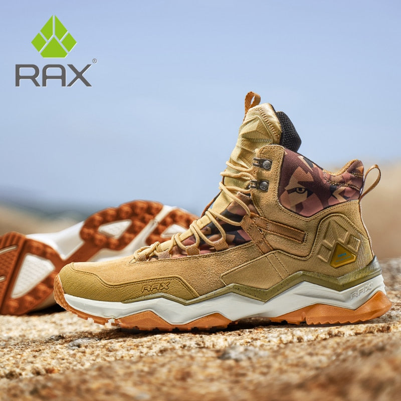 RAX Men Hiking Shoes Mid-top Waterproof Outdoor Sneaker Men Leather Trekking Boots Trail Camping Climbing Hunting Sneakers Women - adamshealthstore