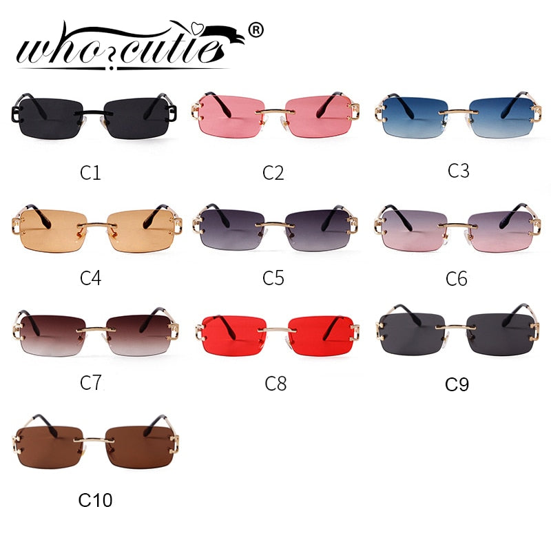 Designer Fashion 10 Colors Rimless Rectangle Sunglasses Men Women