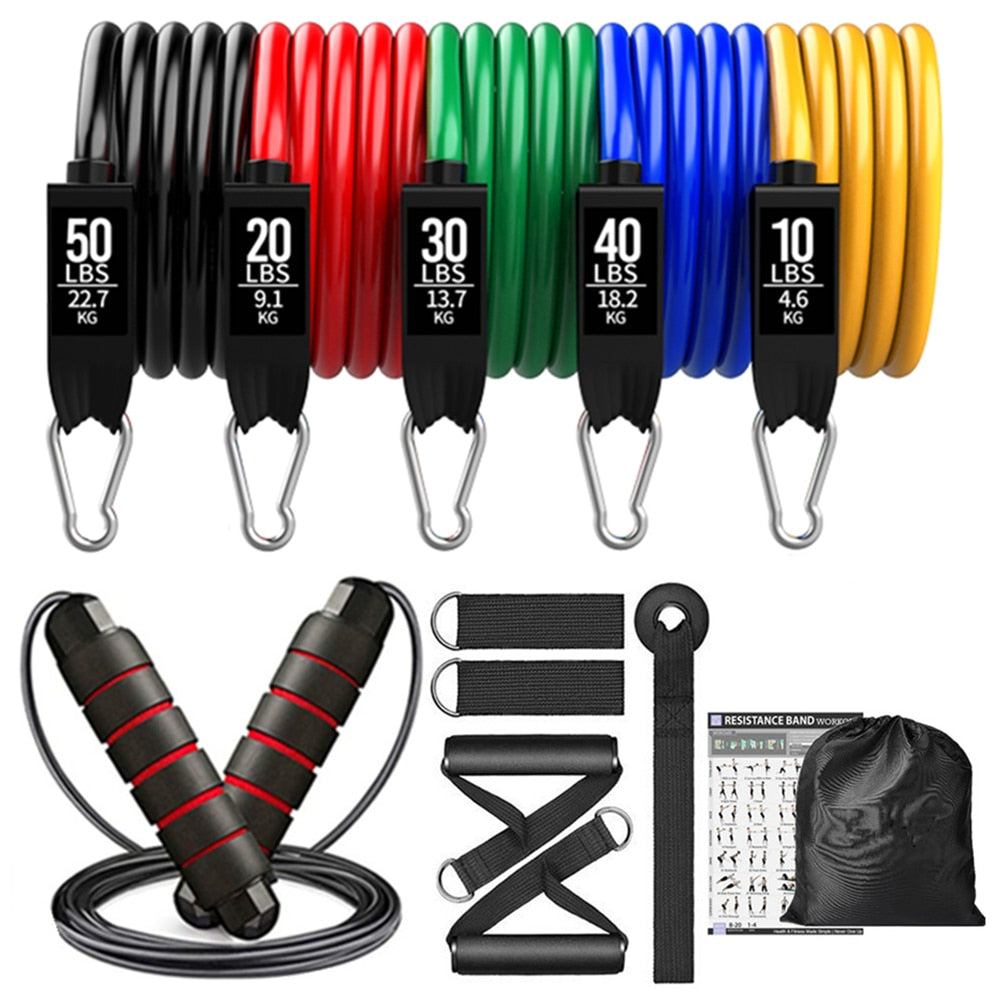 360lbs Fitness Exercises Resistance Bands Set Elastic Tubes Pull Rope Yoga Band Training Workout Equipment for Home Gym Weight - adamshealthstore