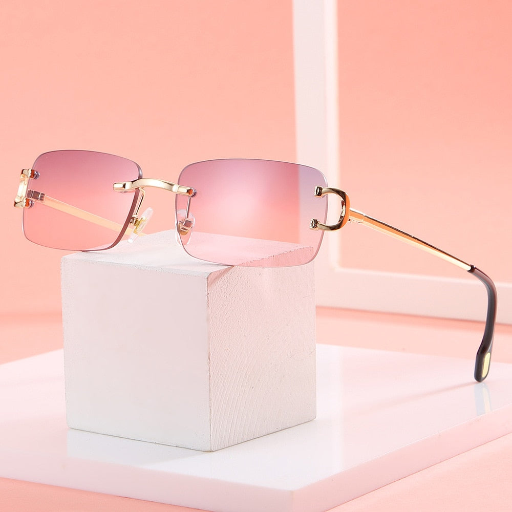 Designer Fashion 10 Colors Rimless Rectangle Sunglasses Men Women