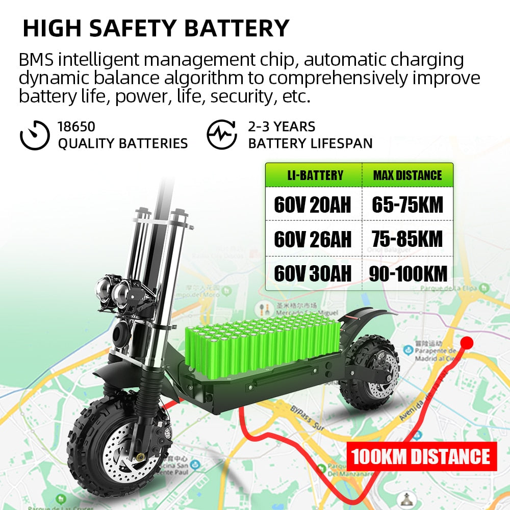 USA STOCK Electric Scooter Adults 5600W Dual Motors Powerful E-Scooter Off Road Fat Tire 20ah 26ah Battery