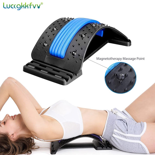 Back Stretcher Magnetotherapy Massage Tools Stretch Fitness Lumbar Support Relaxation Spine Pain Relief - adamshealthstore