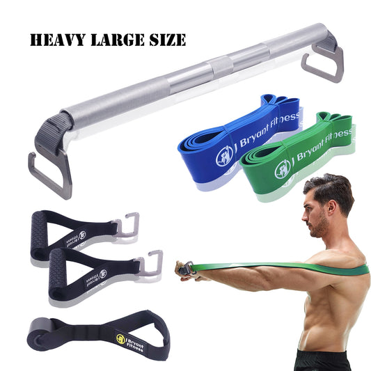 Heavy Duty Resistance Band Exercise Pilates Bar with e-type Hook Chest Back Body Workout Portable Fitness Home Kit Large Size - adamshealthstore