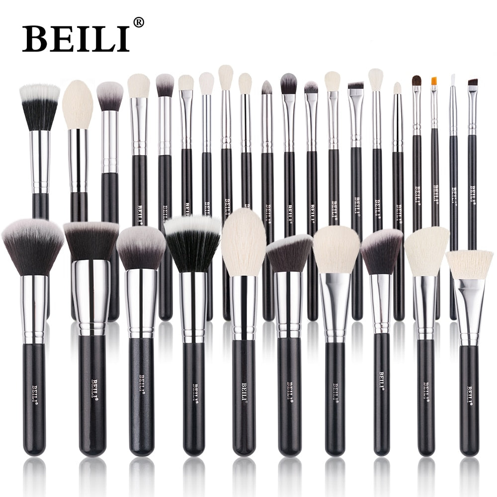 BEILI Black Makeup brushes set Professional Natural goat hair brushes Foundation Powder Contour Eyeshadow make up brushes - adamshealthstore