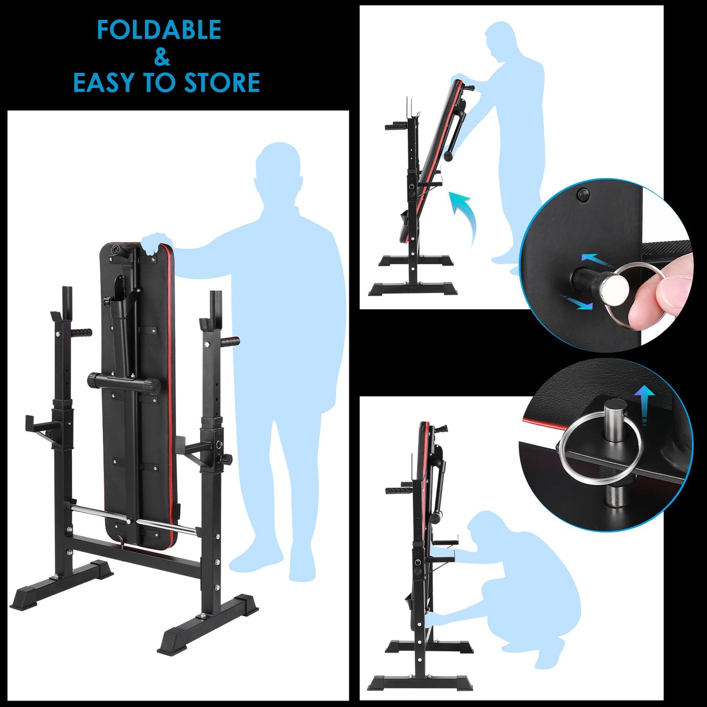 Multifunction Weight Bench, Training Bench with Barbell Rack, Foldable, Flat Bench, Workout Bench and Squat Rack Up To 200 Kg - adamshealthstore