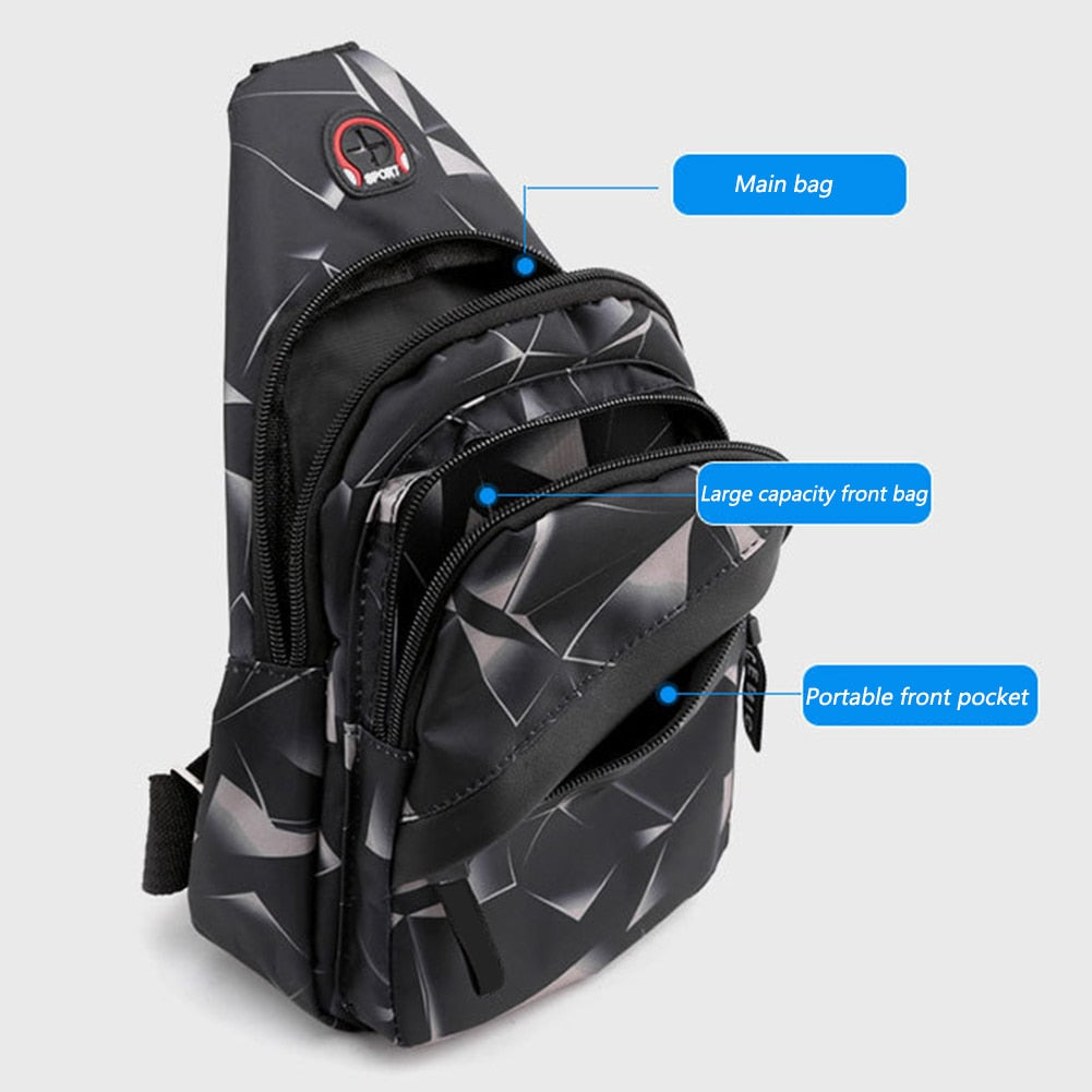 3 Color Fashion Mens Chest Handbag Casual Waist Bags Shoulder Crossbody Bag for Travel Outdoor Sport Camping Man Backpack - adamshealthstore