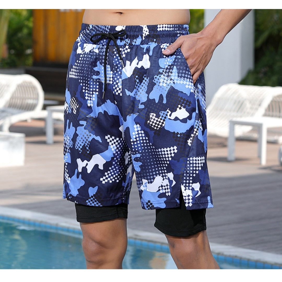 Summer   Men's Swimming Trunks Quick Dry Double-layer Beach Pants