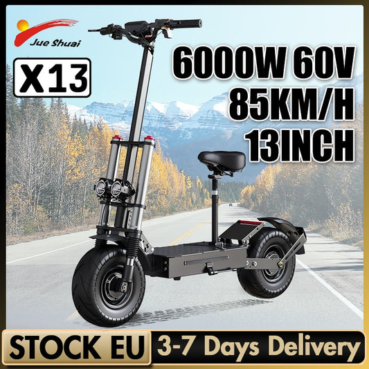13 inch Big Wheel Electric Scooter 85km/h Max Speed 20A 30A 26A Lithium Battery 100km Long Range Folding Escooter with Seat