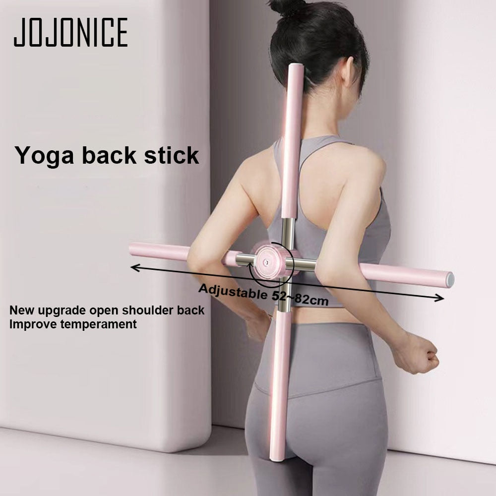 Adjustable Yoga Sticks, Stretching Humpback Correction Stick Open Shoulder Beauty Back Bar Bodybuilding Back Posture Corrector - adamshealthstore
